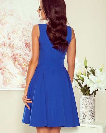 14472-4-114-12 Ausgestelltes Kleid - herzförmiger Ausschnitt - Blau-4