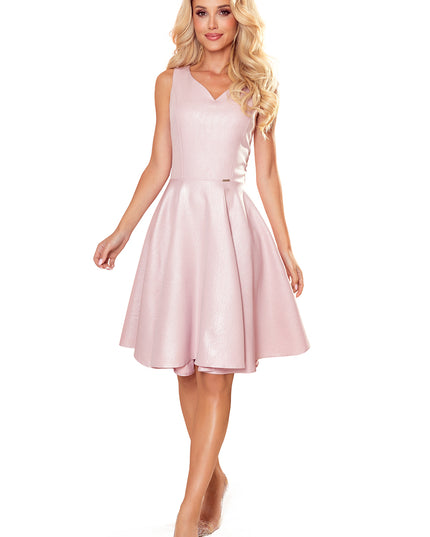 16090-6-114-14 Ausgestelltes Kleid - herzförmiger Ausschnitt - Puderrosa + Glitzer-6