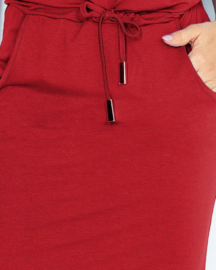 10747-5-13-66 Sportliches Kleid - dunkelrote Farbe-5