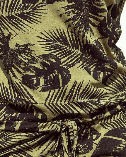Sportliches Kleid - runde Blätter + KHAKI