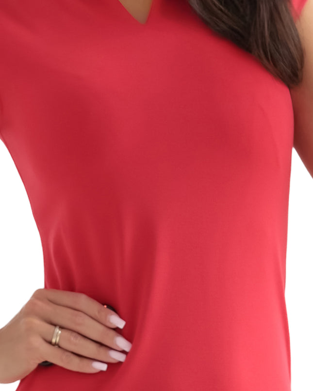 20679-7-Klassisch tailliertes Kleid in Rot-7