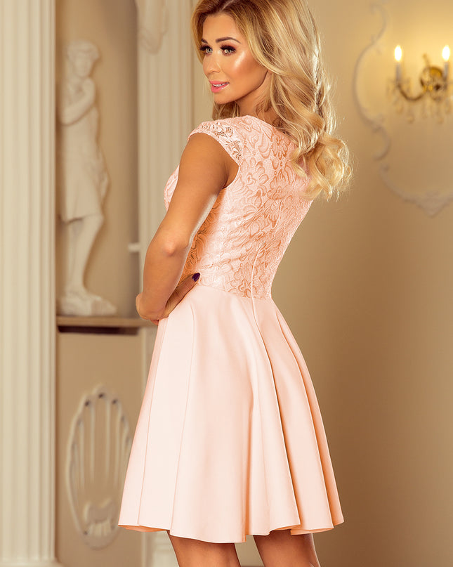 Kleid MARTA mit Spitze - Pfirsich