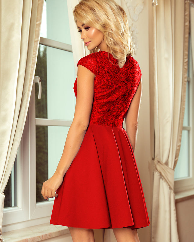 Kleid MARTA mit Spitze - rot by numoco