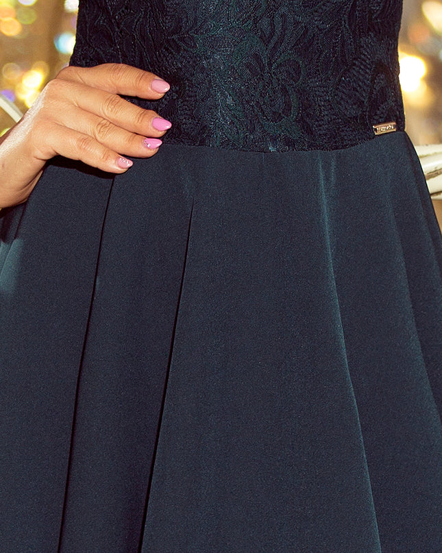 Kleid MARTA mit Spitze -  dunkelgrün