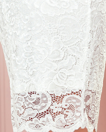 16414-5-170-11 Spitzenkleid mit langen Ärmeln und Ausschnitt - ECRU-5