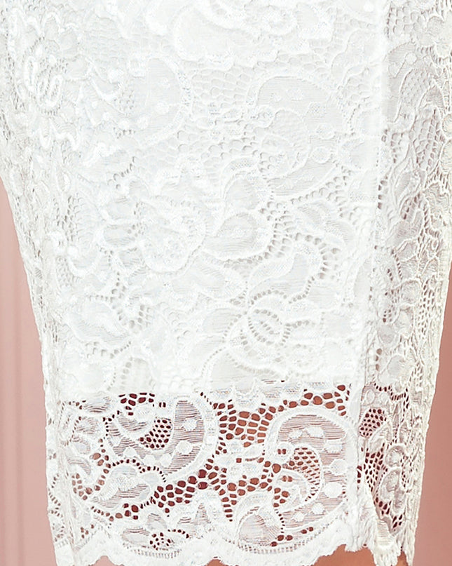 16414-5-170-11 Spitzenkleid mit langen Ärmeln und Ausschnitt - ECRU-5