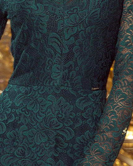 Spitzenkleid mit Ausschnitt - grün