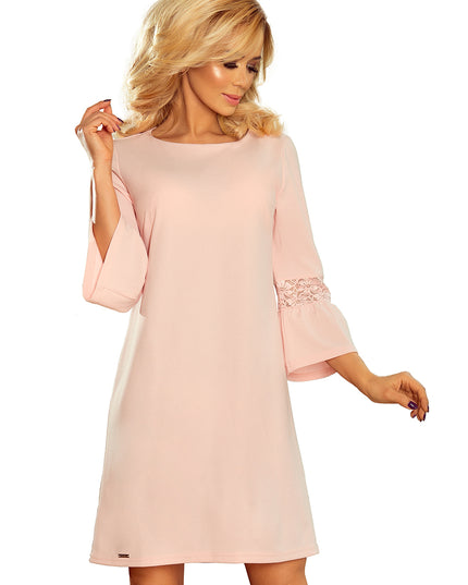 MARGARET Kleid mit Spitze an den Ärmeln - Pastellrosa