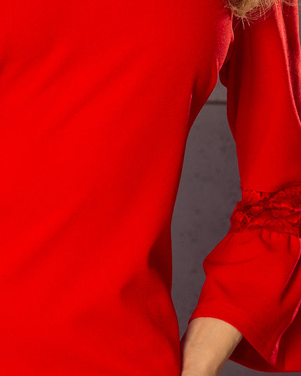 MARGARET Kleid mit Spitze an den Ärmeln - Rot