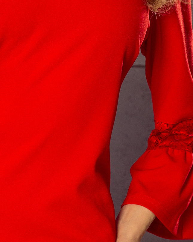 MARGARET Kleid mit Spitze an den Ärmeln - Rot