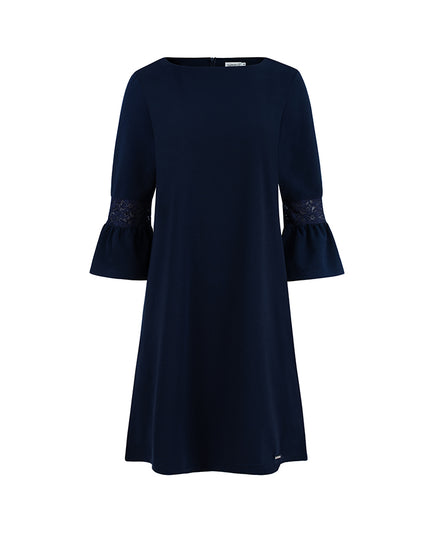 MARGARET Kleid mit Spitze an den Ärmeln - dunkelblau