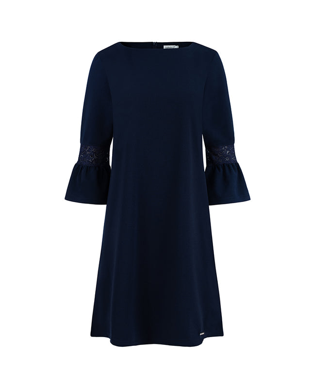 MARGARET Kleid mit Spitze an den Ärmeln - dunkelblau