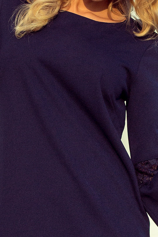 MARGARET Kleid mit Spitze an den Ärmeln - dunkelblau