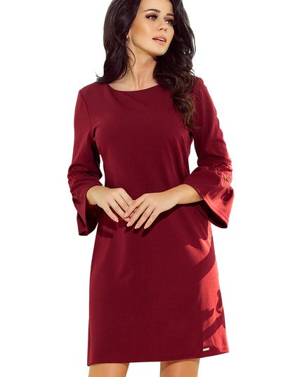 MARGARET Kleid mit Spitze an den Ärmeln - Burgunder Farbe