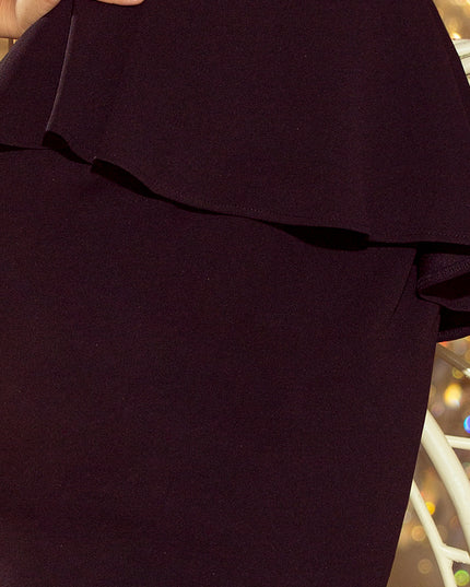 Elegantes Midikleid mit Rüschen - Schwarz
