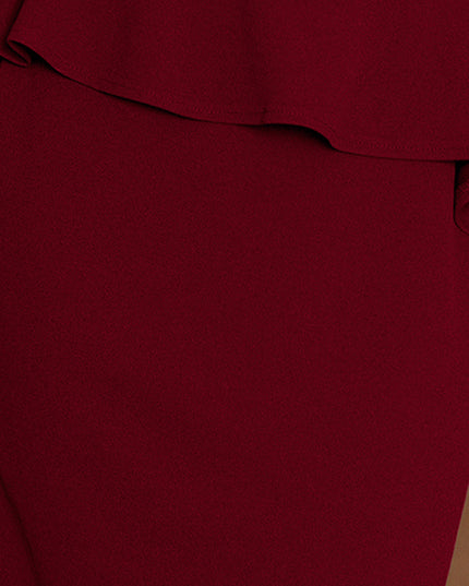 Elegantes Midikleid mit Rüschen - Burgunder Farbe