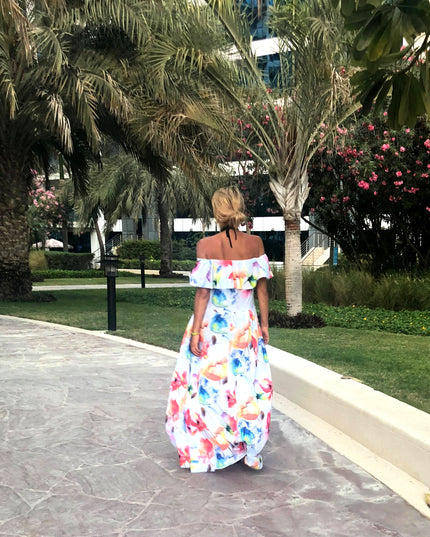 Langes Sommerkleid mit Gürtel - buntes Blumenmuster ? by numoco