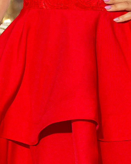 LAURA ausgestelltes Kleid mit Spitze - rot