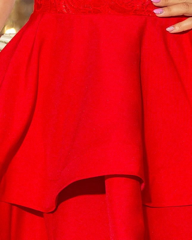 LAURA ausgestelltes Kleid mit Spitze - rot