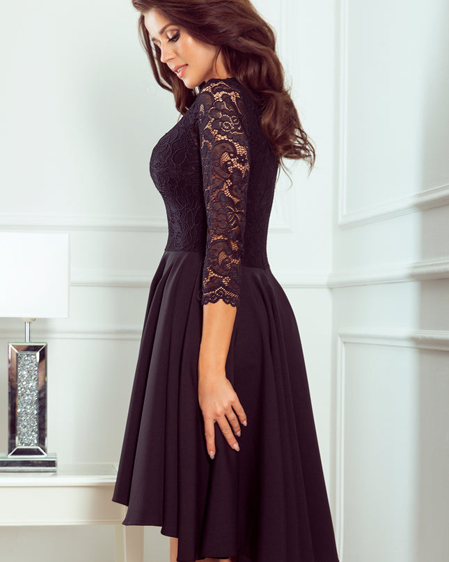 18592-4-210-10 NICOLLE - Kleid mit längerem Rücken mit Spitzenausschnitt - schwarz-4