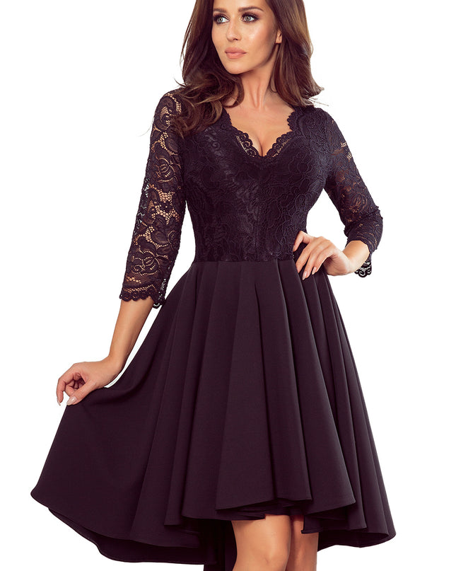 18592-5-210-10 NICOLLE - Kleid mit längerem Rücken mit Spitzenausschnitt - schwarz-5