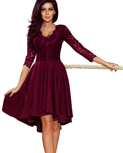 15785-6-210-13 NICOLLE - Kleid mit längerem Rücken mit Spitzenausschnitt - Pflaume-6