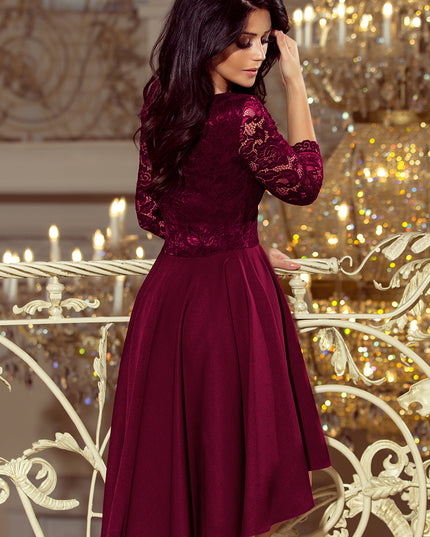 15785-4-210-13 NICOLLE - Kleid mit längerem Rücken mit Spitzenausschnitt - Pflaume-4