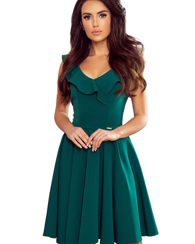 14187-6-307-2 POLA Kleid mit Rüschen am Ausschnitt - grün-6