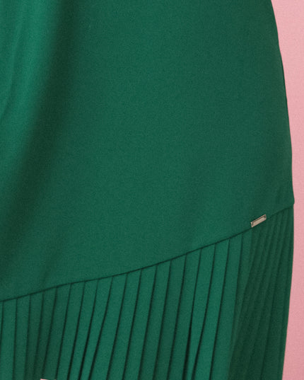 20596-10-KARINE - trapezförmiges Kleid mit asymmetrischer Falte - grün-10