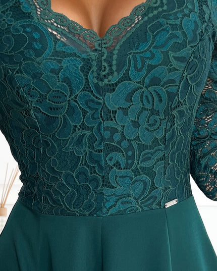 16767-6-309-5 AMBER elegantes langes Spitzenkleid mit Ausschnitt - grün-6