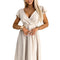 18937-7-425-7 MATILDE Kleid mit Ausschnitt und kurzen Ärmeln - beige Farbe-7
