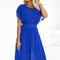 20444-1-MIA Plissiertes Chiffon-Midikleid mit breitem Gürtel - Kornblumenblau-1