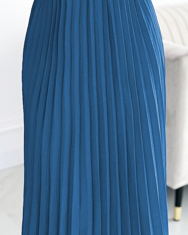 18893-6-504-5 VIVIANA Plissee-Midikleid mit Ausschnitt, langen Ärmeln und breitem Gürtel – JEANS-6