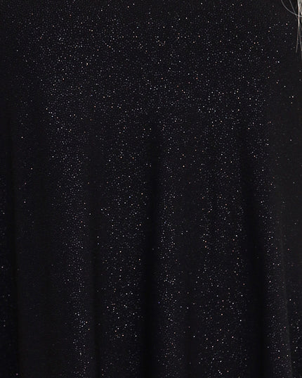 20251-5-LIVIA Elegantes Trapezkleid mit Schmetterlingsärmeln - Schwarz mit Glitzer-5