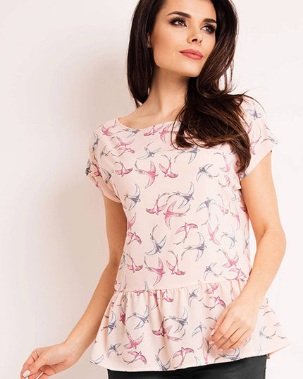 419-PINK-BIRDS-S-1-Blouse M130-1