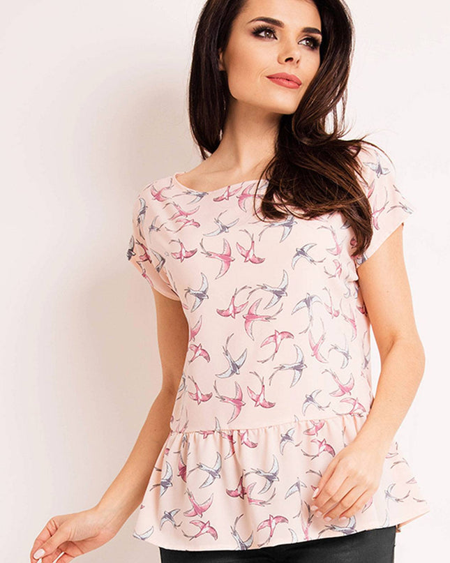 419-PINK-BIRDS-S-1-Blouse M130-1