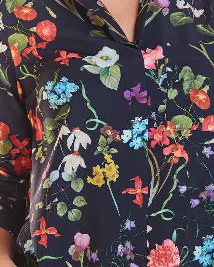 489-FLOWERS-NAVY-S-11-Blouse M193-11