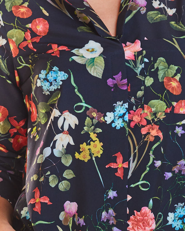 489-FLOWERS-NAVY-S-11-Blouse M193-11