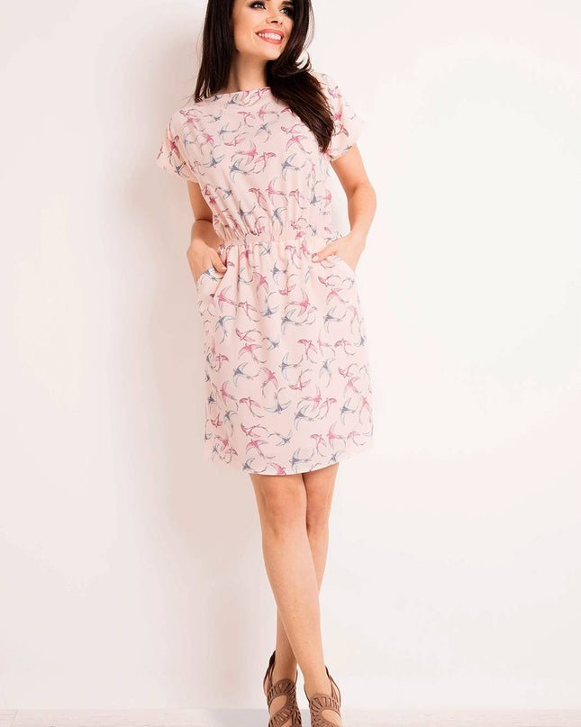 409-PINK-BIRDS-S-1-Dress M124-1