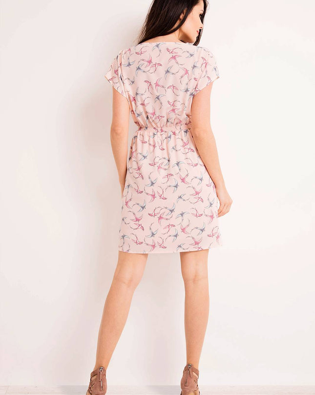 409-PINK-BIRDS-S-3-Dress M124-3