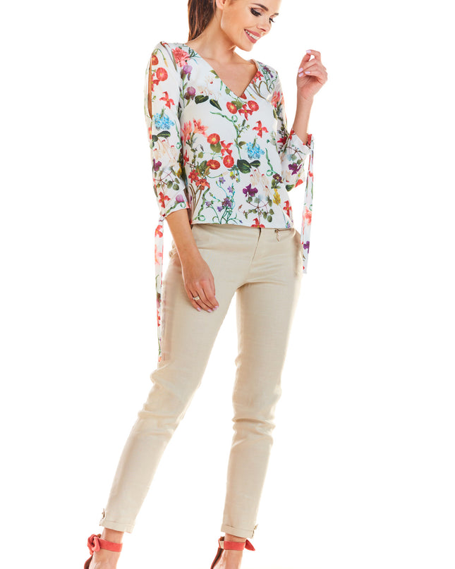 485-FLOWERS-ECRU-XS-13-Blouse M191-13