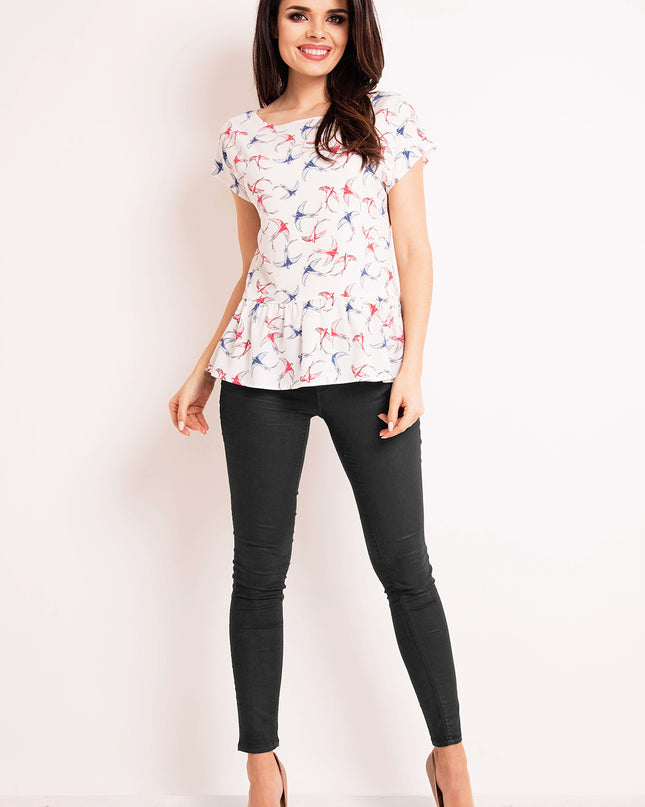 419-ECRU-BIRDS-S-2-Blouse M130-2