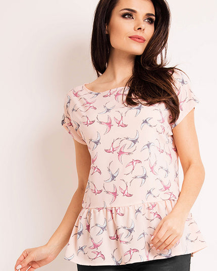 419-PINK-BIRDS-S-8-Blouse M130-8