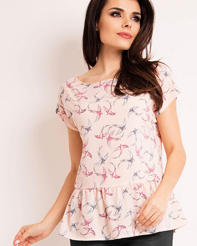 419-PINK-BIRDS-S-8-Blouse M130-8