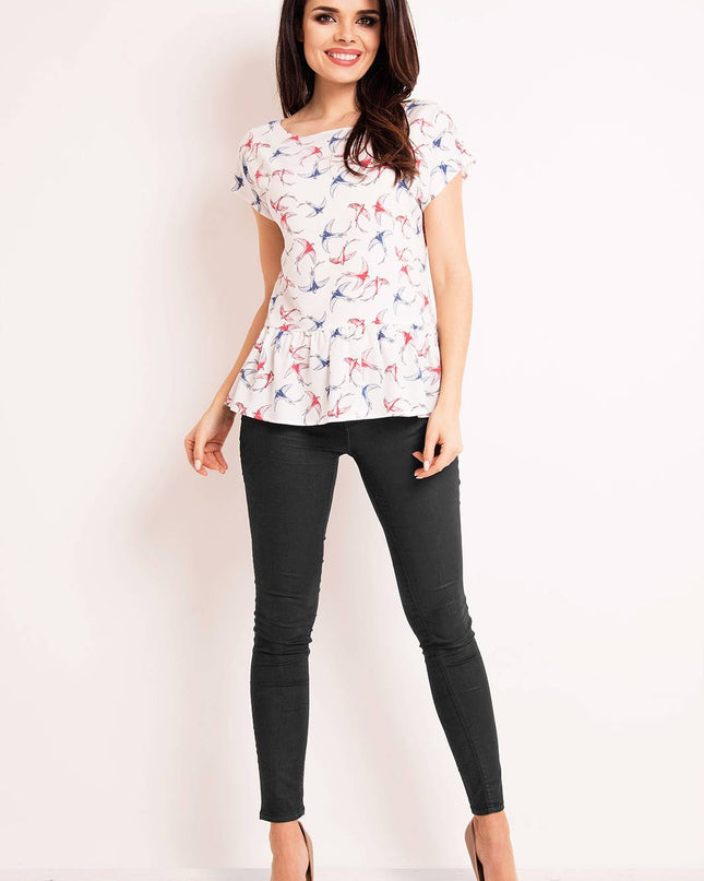 419-ECRU-BIRDS-M-4-Blouse M130-4